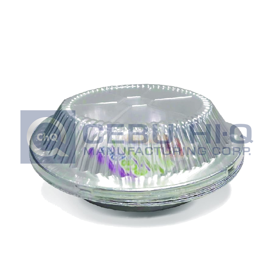 Aluminum Pie Pan · 9″ · ⌀23×4.8 cm — Top view · with cover
