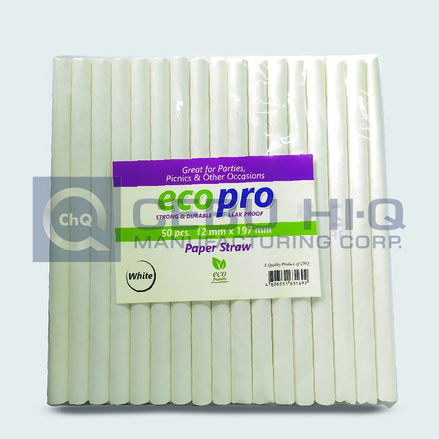 Paper Straw White · 12 mm · 197 mm · 50 pcs
